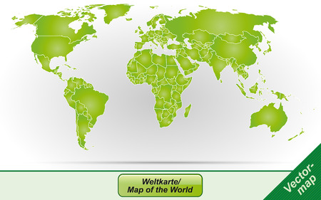Map of world with borders in greenのイラスト素材
