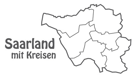 Map of Saarland with borders in grayのイラスト素材