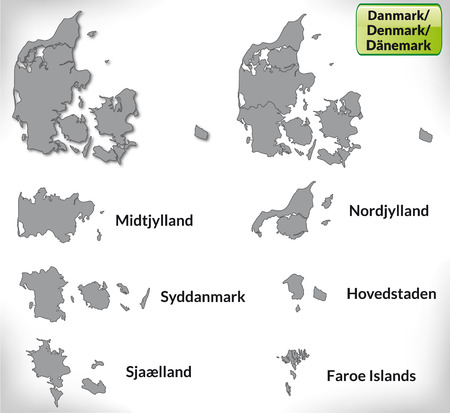 Map of Denmark with borders in grayのイラスト素材