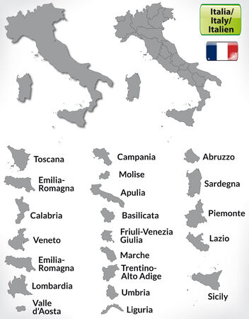 Map of Italy with borders in grayのイラスト素材