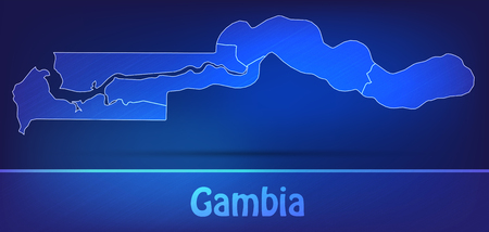 Map of Gambia with borders as scribleの写真素材