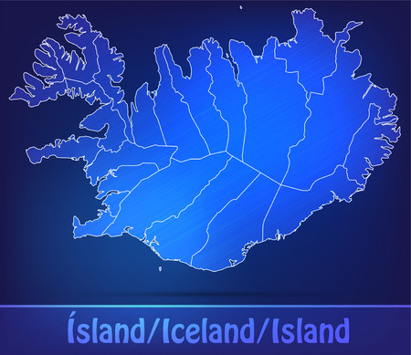 Map of Iceland with borders as scribleの写真素材
