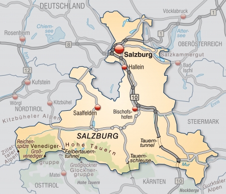 Map of salzburg with highways in pastel orangeの写真素材