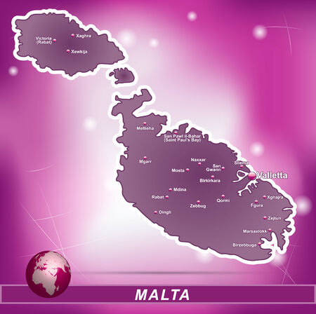 Map of Malta with abstract background in violetのイラスト素材