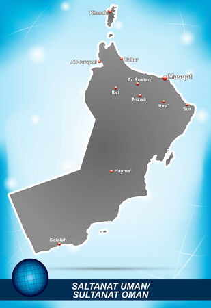 Map of Oman with abstract background in blueのイラスト素材