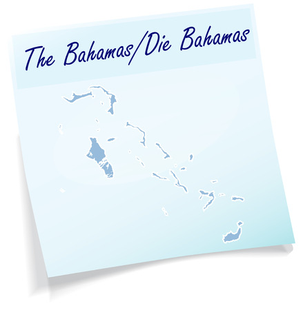 Map of Bahamas as sticky note in blueのイラスト素材