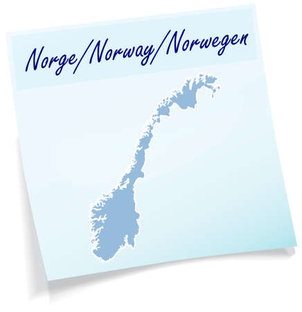 Map of Norway as sticky note in blueのイラスト素材