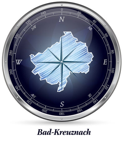 Map of Bad-Kreuznach with borders in chromeの写真素材