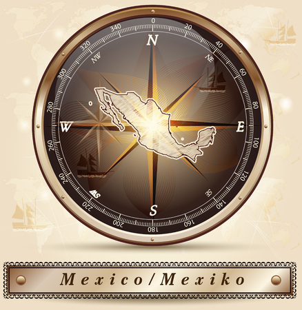 Map of Mexico with borders in bronzeの写真素材