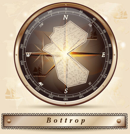 Map of Bottrop with borders in bronzeの写真素材