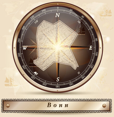 Map of Bonn with borders in bronzeの写真素材