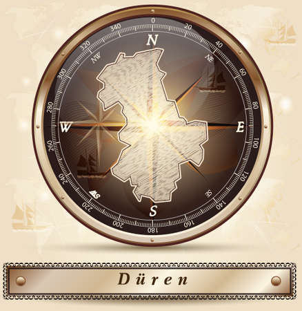 Map of Dueren with borders in bronzeの写真素材