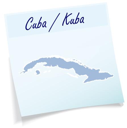 Map of Cuba as sticky note in blueのイラスト素材