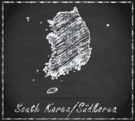 Map of South Korea as chalkboardの写真素材