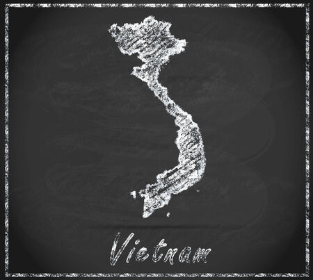 Map of Vietnam as chalkboardの写真素材