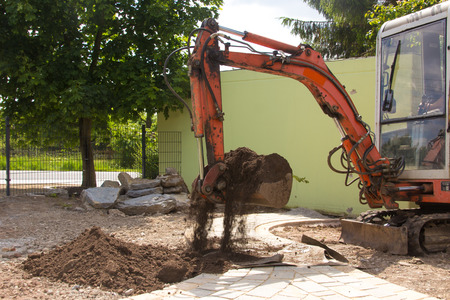 Earthwork with an excavatorの写真素材