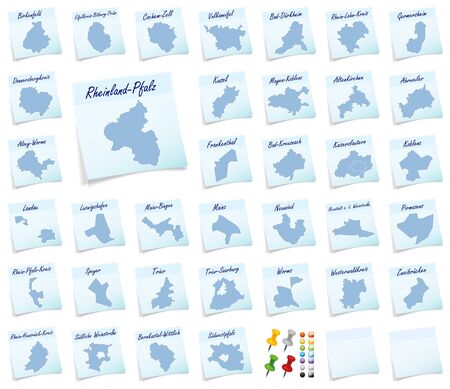 Collage of Rhineland-Palatinate with counties as sticky noteの写真素材