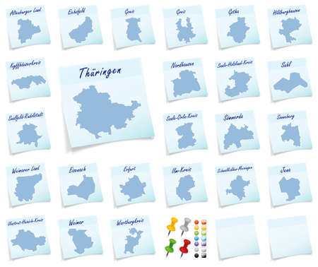 Collage of Thuringia with counties as sticky noteの写真素材