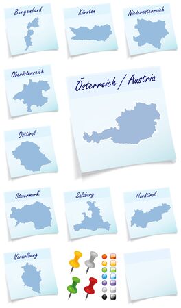 Collage of Austria with the cantons as sticky noteの写真素材