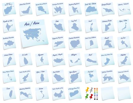 Collage of Asia as sticky noteの写真素材