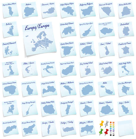 Collage of Europe as sticky noteの写真素材