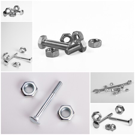 Collage nuts and boltsの写真素材