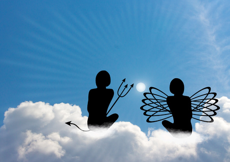 Conversation between angel and devilの写真素材