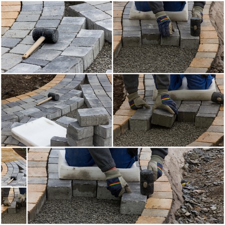 Collage paving workの写真素材