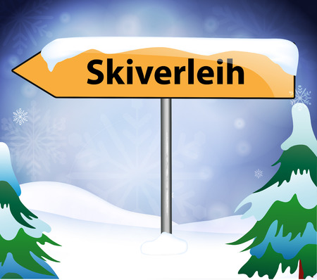 Ski rental as a signpostのイラスト素材