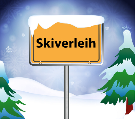 Ski rental as a signpostのイラスト素材