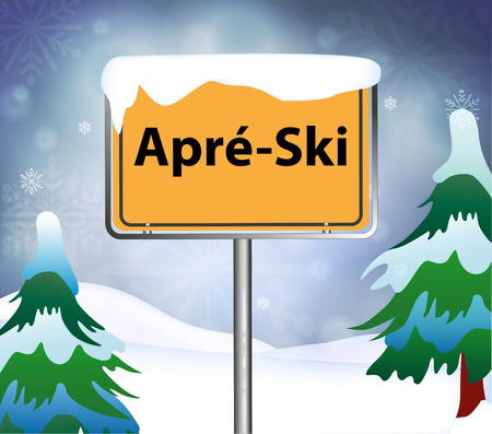 Apres ski as a signpostのイラスト素材
