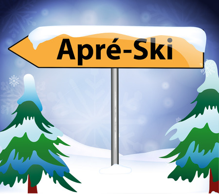 Apres ski as a signpostのイラスト素材