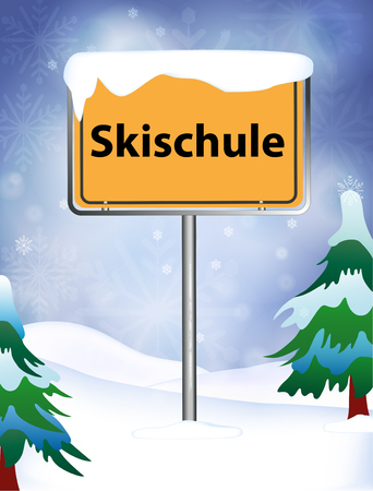 Ski School as place name signのイラスト素材