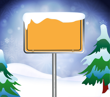 wintry place name sign emptyのイラスト素材