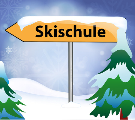 Ski School as place name signのイラスト素材