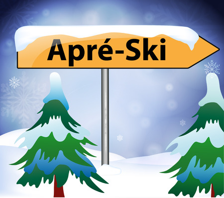 Apres ski as a signpostのイラスト素材