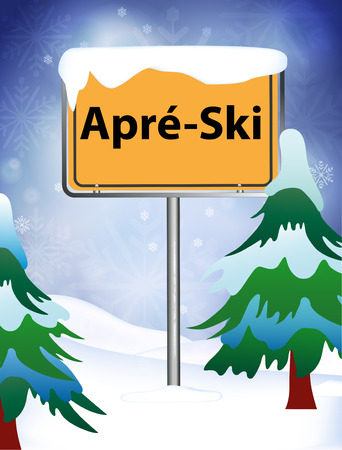 Apres ski as a signpostのイラスト素材