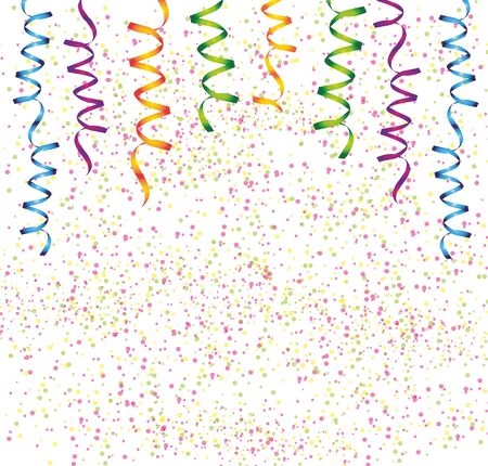 Background with colorful confetti and streamersのイラスト素材