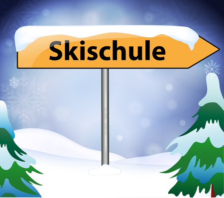 Ski School as place name signのイラスト素材