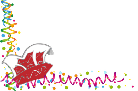 Fool caps with colored streamers and confettiのイラスト素材