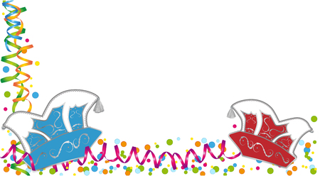 Fool caps with colored streamers and confettiのイラスト素材