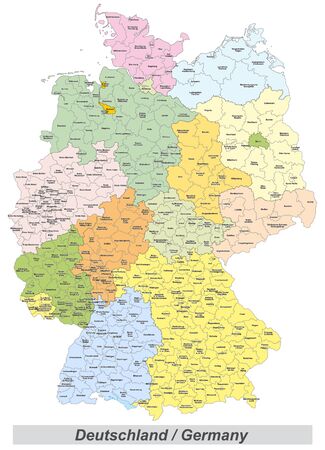 Germany map with counties landmarks and inscriptionsの写真素材