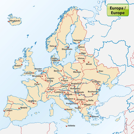 Map of Europe with capital citiesの写真素材