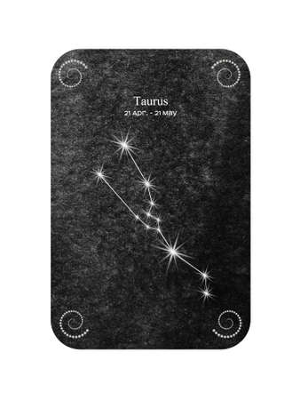 Watercolor zodiac sign Taurus Constellation on dark black background.の写真素材