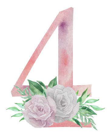 Floral Number - digit 0 with flowers bouquet composition. Unique collection for wedding invites decoration other concept ideas.の写真素材