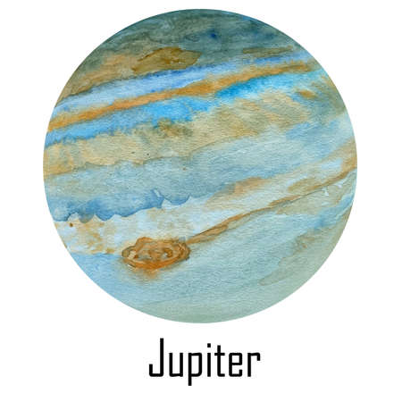 Watercolor planets. Sun, Mercury, Venus, Earth Mars Jupiter Saturn Uranus Neptuneの写真素材