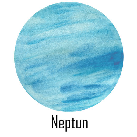 Watercolor planets. Sun, Mercury, Venus, Earth Mars Jupiter Saturn Uranus Neptuneの写真素材