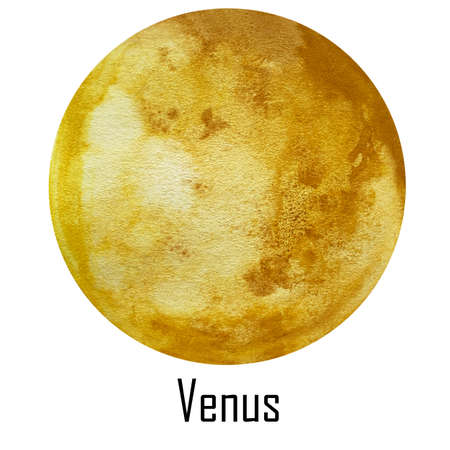 Watercolor planets. Sun, Mercury, Venus, Earth Mars Jupiter Saturn Uranus Neptuneの写真素材