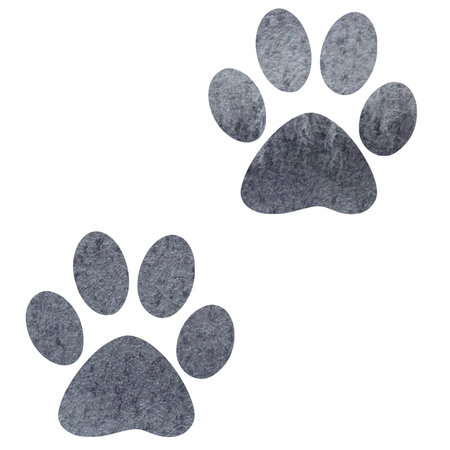 Watercolor set of isolated hand drawn black watercolor animal footprints. Pets footprint. Paw footprint illustrationの写真素材