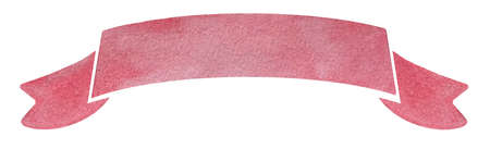 Watercolor pink ribbon. Old scroll paper, rolled banner. pink abstract ribbon banner on whiteの写真素材